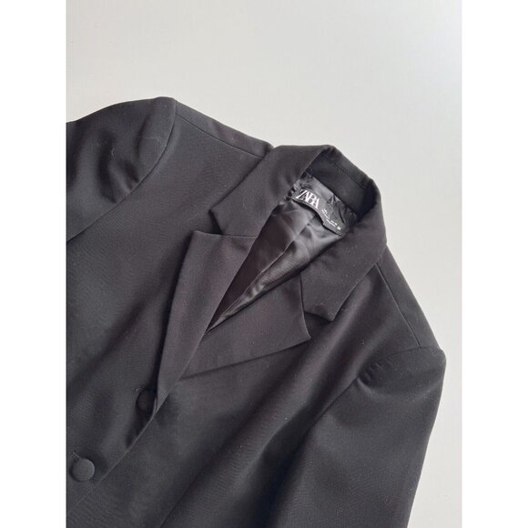 ZARA Black Oversized Single Breasted Cropped Blazer Suit Jacket, Size L - Picture 6 of 12